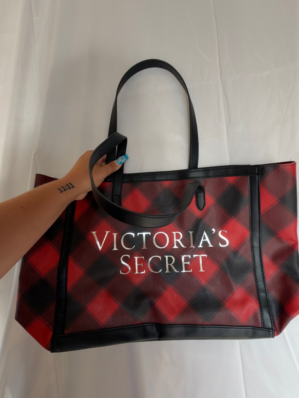 Victoria's Secret Red and Black Plaid Tote